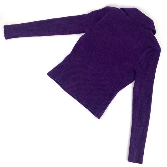 Kenar Purple Plush Knit Shawl Collar Fitted Waist Sweater, Medium - Picture 13 of 16
